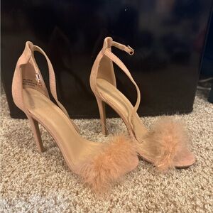 Charlotte Russe Tan Feathered Heels